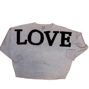 Oversized Gray & Black LOVE Sweater from New York & Company.